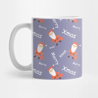 Santa Claus on blue with gift bag Mug